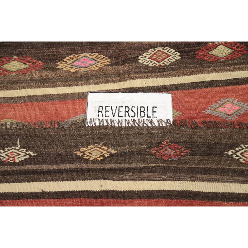 Hand Woven Oriental 100% Wool Carpet Southwestern Tribal Multi-Colored Kilim Area Rug - 10' 4'' X 5' 9''