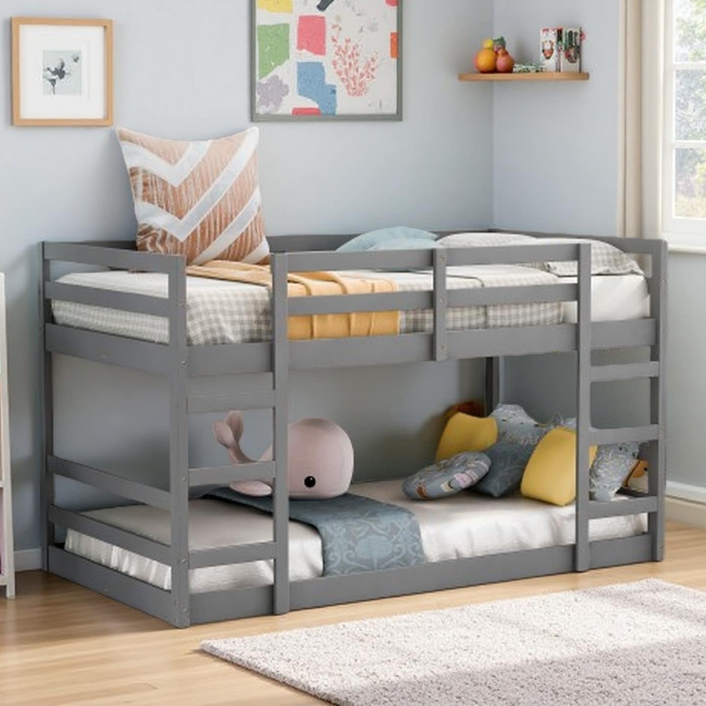 Twin-Over-Twin Bunk Bed with Ladder, Solid Pine Frame, Space-Saving Design for Bedroom or Sleepovers