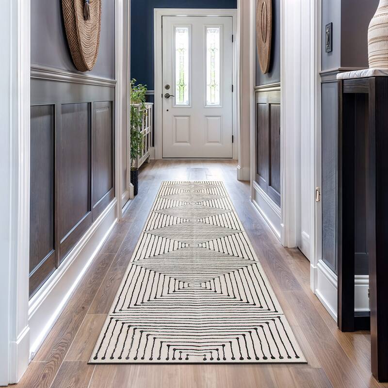 World Rug Gallery Bohemian Stripes Washable Non Slip Area Rug