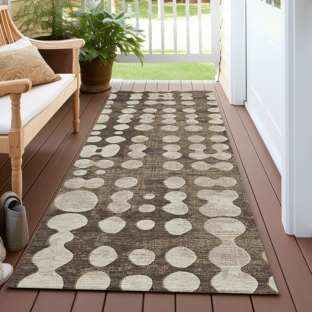 Machine Washable Indoor/ Outdoor Chantille Abstract Dots Rug
