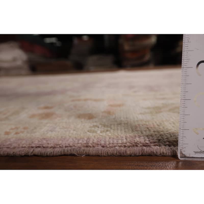 Vegetable Dye Oushak Turkish Area Rug Hand-Knotted Brown Wool Carpet - 6'3"x 8'8"