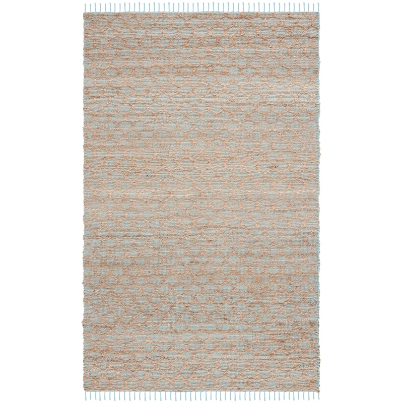 SAFAVIEH Handmade Cape Cod Zorina Coastal Jute Tassel Rug - 5' x 8' - Light Blue/Natural