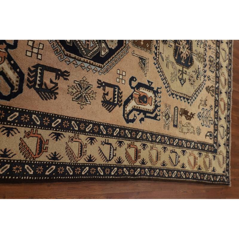 Tribal Ardebil Persian Vintage Area Rug Handmade Wool Carpet - 6'7" x 10'3"