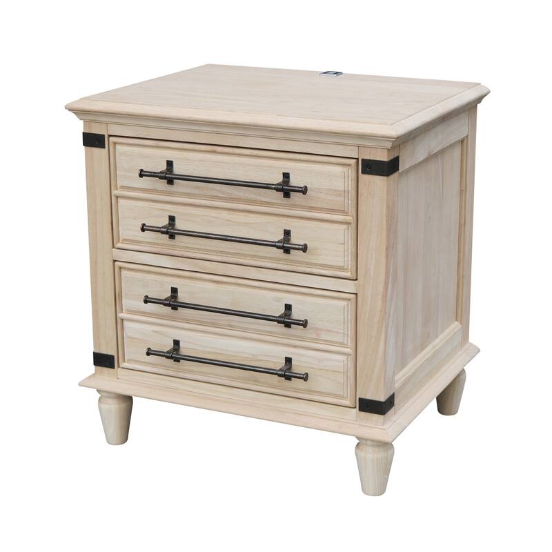 International Concepts Solid Wood 2-Drawer Nightstand with USB Charging