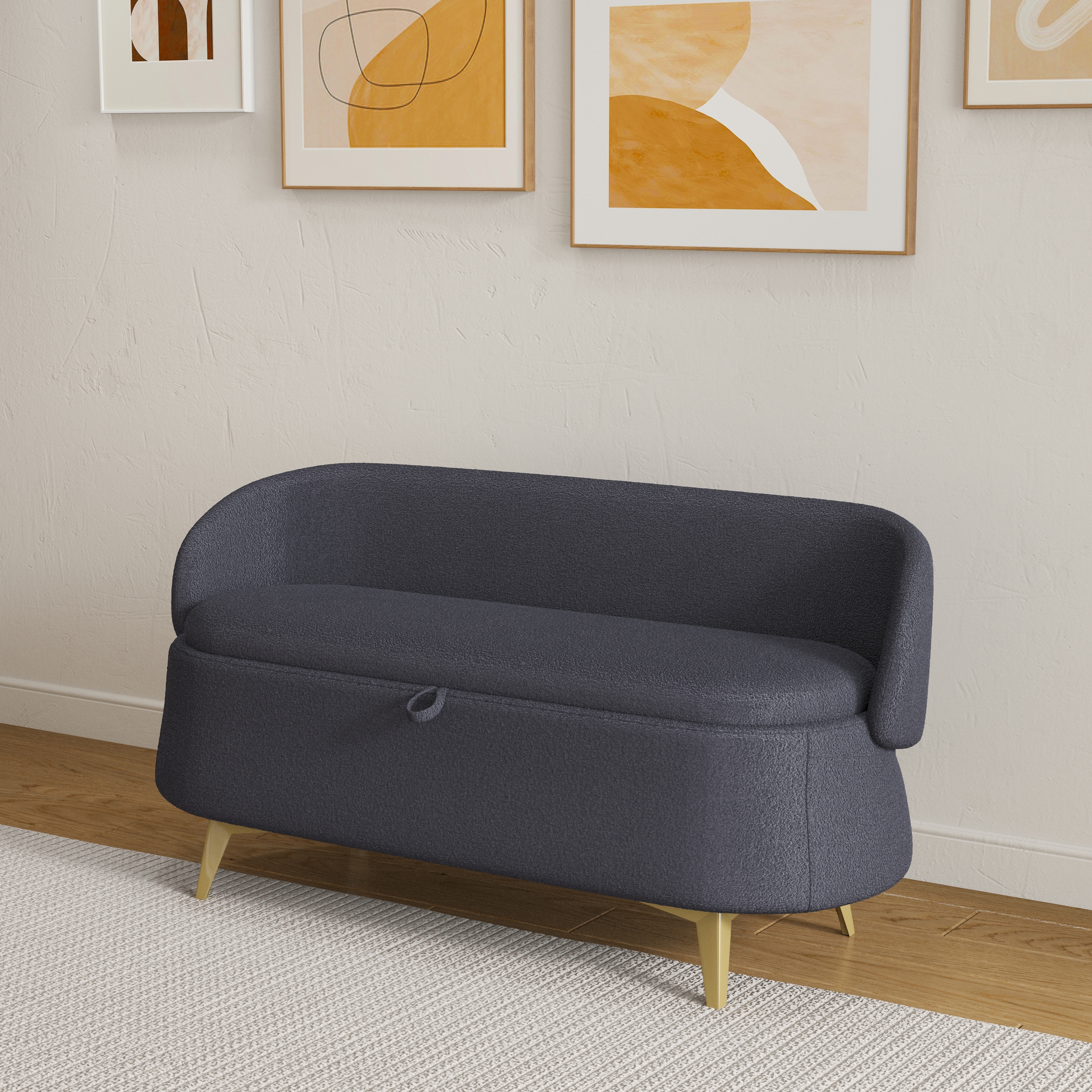 Multi functional Sofa Stool Curved Backrest Loveseat Flip Storage