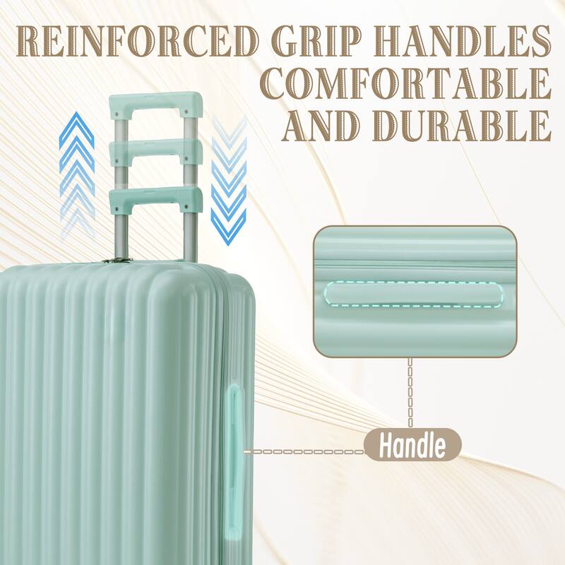 Carry on Hardshell 3 Piece ABS Luggage Set with Cup Holder & USB Port & Phone Holder