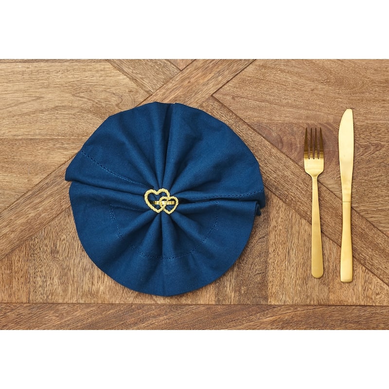 Gold Heart Wedding Napkin Ring Set of 6 - Set of 6