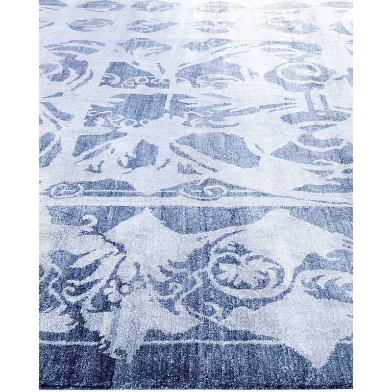 Modern One-of-a-Kind Hand-Knotted Area Rug, Blue - 9' 2" x 12' 2"
