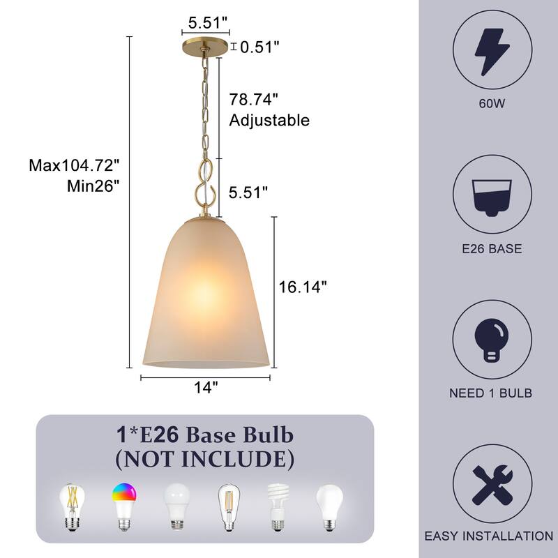 Modern Champagne Bell Pendant Light Lighting for Kitchen Island