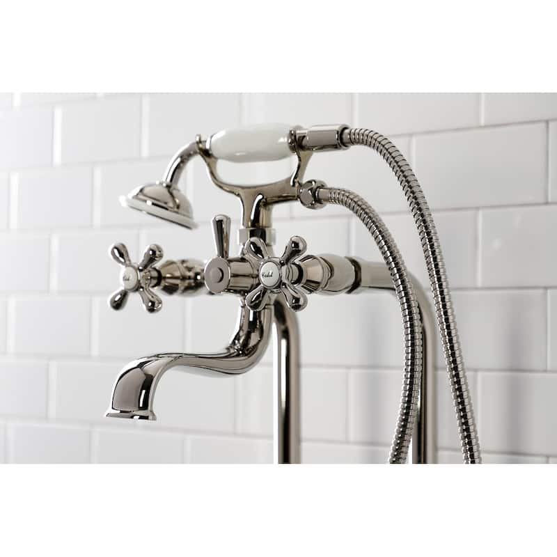 Kingston Brass Freestanding Clawfoot Tub Faucet Package with Supply Line in Matte Black