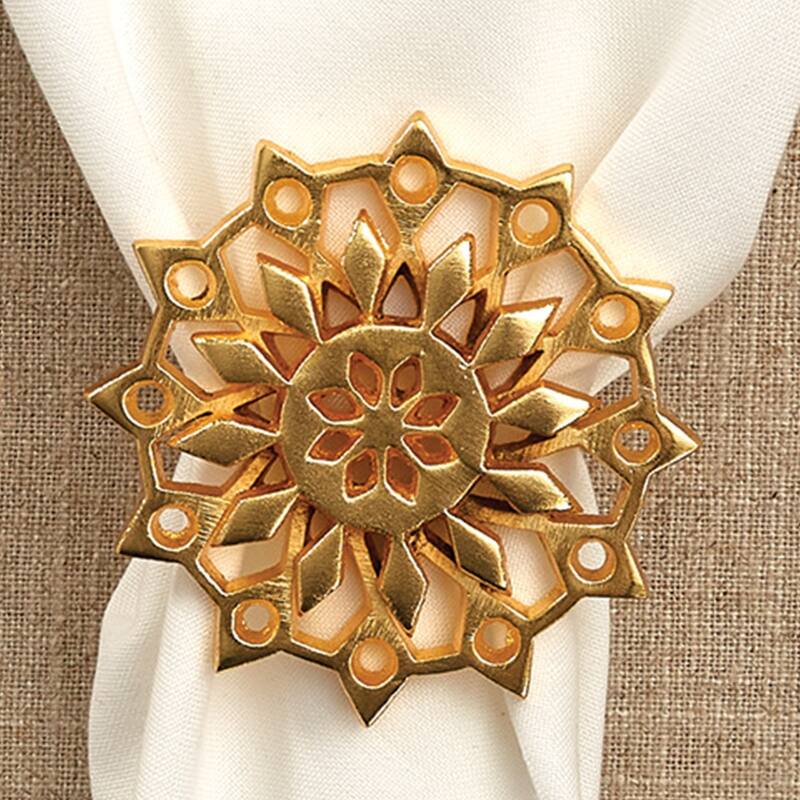 Split P Gold Snowflake Napkin Ring Set of 4 - 2 x 3 x 3