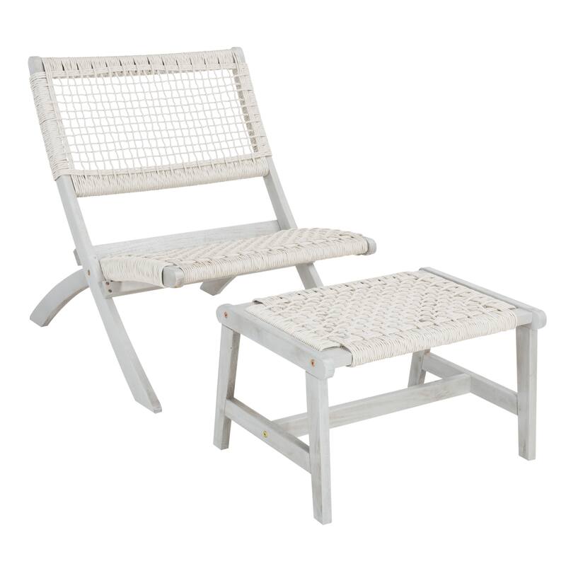 SAFAVIEH Lissy Acacia/ Rope Outdoor Chair & Table Set - 24W x 28D x 31H