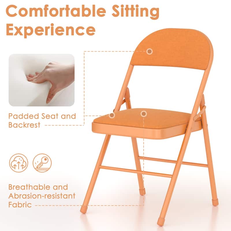 8 Pack Portable Padded Folding Chair, Upholstered Folding Dining Chairs Pack of 8, Metal Event Commercial Chairs
