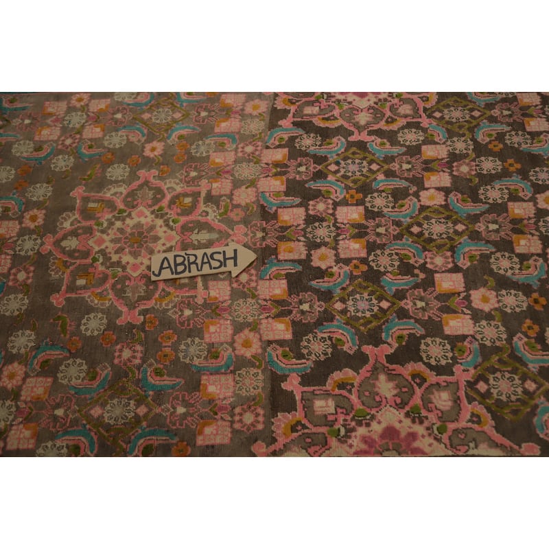 Hand Knotted Oriental 100% Wool Carpet Traditional Floral Brown Mahal Area Rug - 8' 1'' X 3' 7''