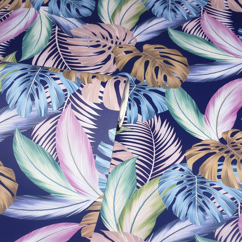 Hot Tropical Leaf Multi Wallpaper - 20.8 in. W x 33ft L - Double Roll
