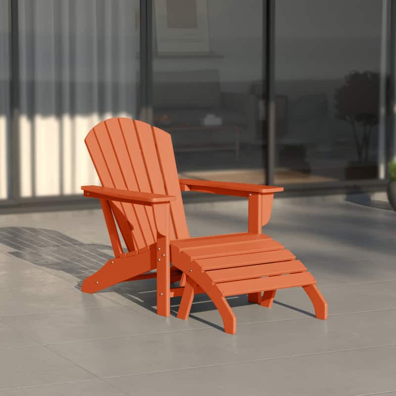 Altura Classic Outdoor Eco-Friendly All Weather Adirondack Chair with Ottoman (2-Piece Set)