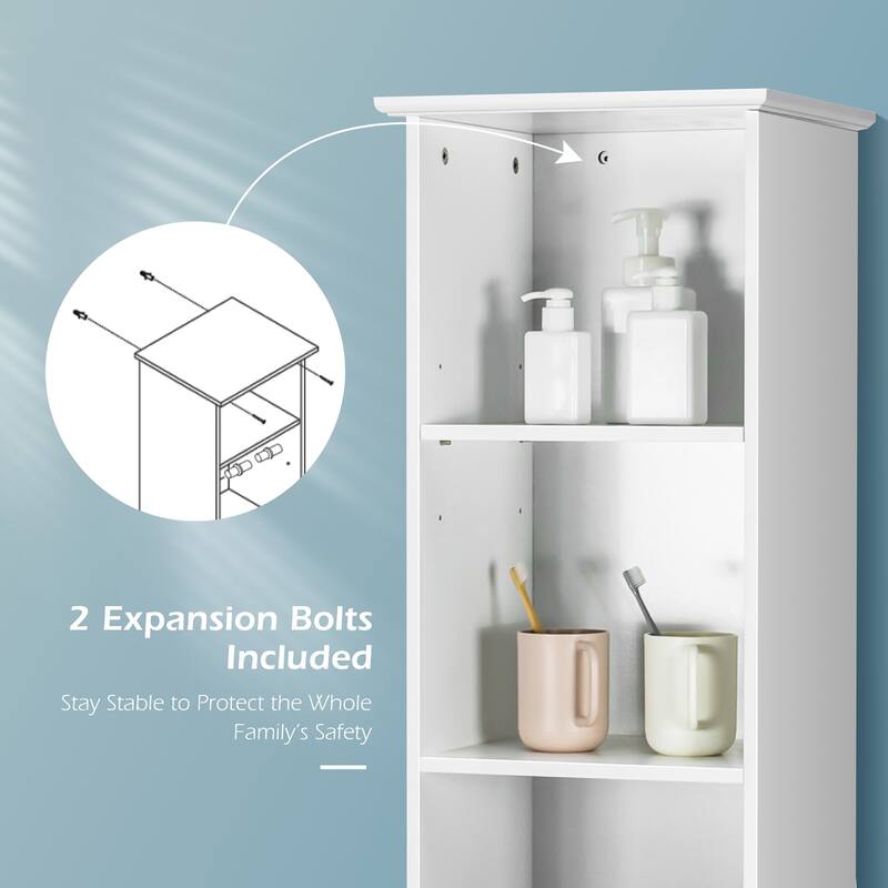 Costway Bathroom Tall Storage Cabinet Freestanding Linen Tower w/ Open - See Details