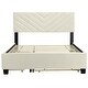 preview thumbnail 9 of 8, Flannel Platform Queen Bed Frame with Twill Headboard Trundle Drawers