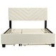 preview thumbnail 9 of 43, Upholstered Bed Queen Size Platform Bed with Sleek Chevron Headboard, Pullout Trundle Bed and 2 Drawers, Flannel
