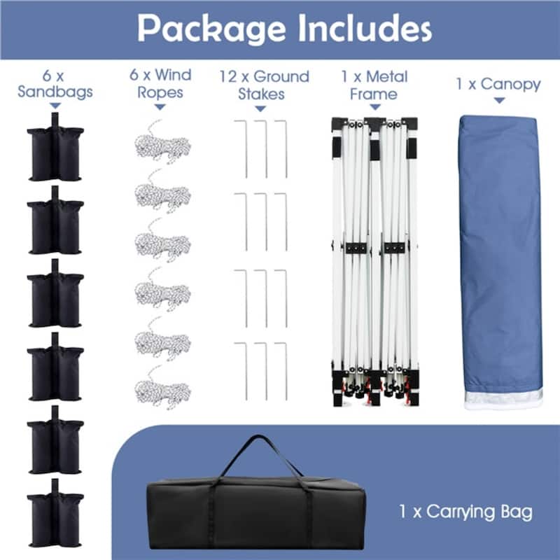 Pop Up Canopy Tent with 6 Sidewalls and Windows for Outdoor Events - 240” x 120” x 116.4”-124.8”