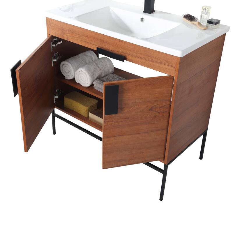 Modern Bathroom Vanity Set, Vireous China Sink Top 30"