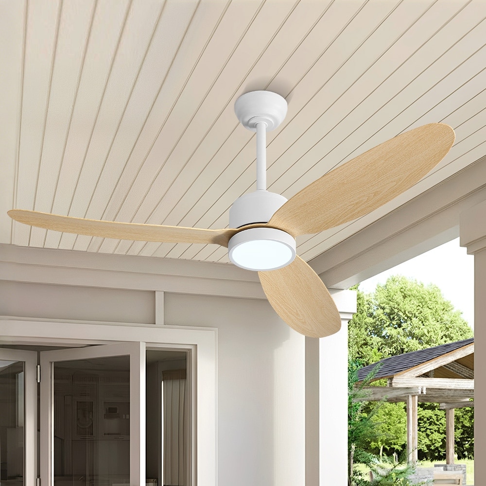MLiAN 42 in 3 ABS Blades Indoor and Outdoor Ceiling Fan with Integrated LED and Remote Downrod