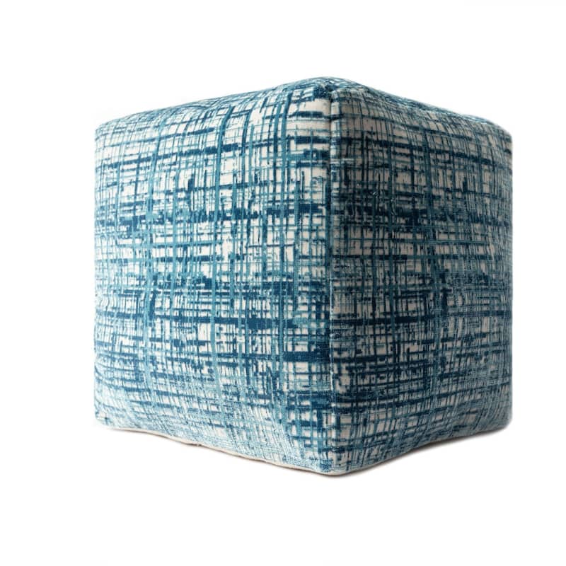 HomeRoots 18" Blue Polyester Blend Ottoman