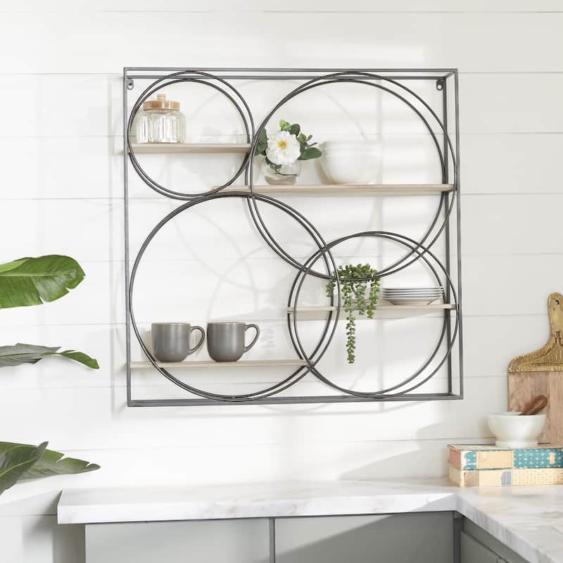 Metal 4 Shelves Room Wall Shelf - Gray - Roche River Decor