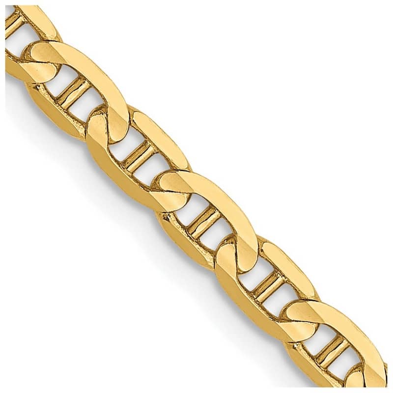 Curata 10k Lobster Claw Closure 3mm Concave Nautical Ship Mariner Anchor Chain Bracelet