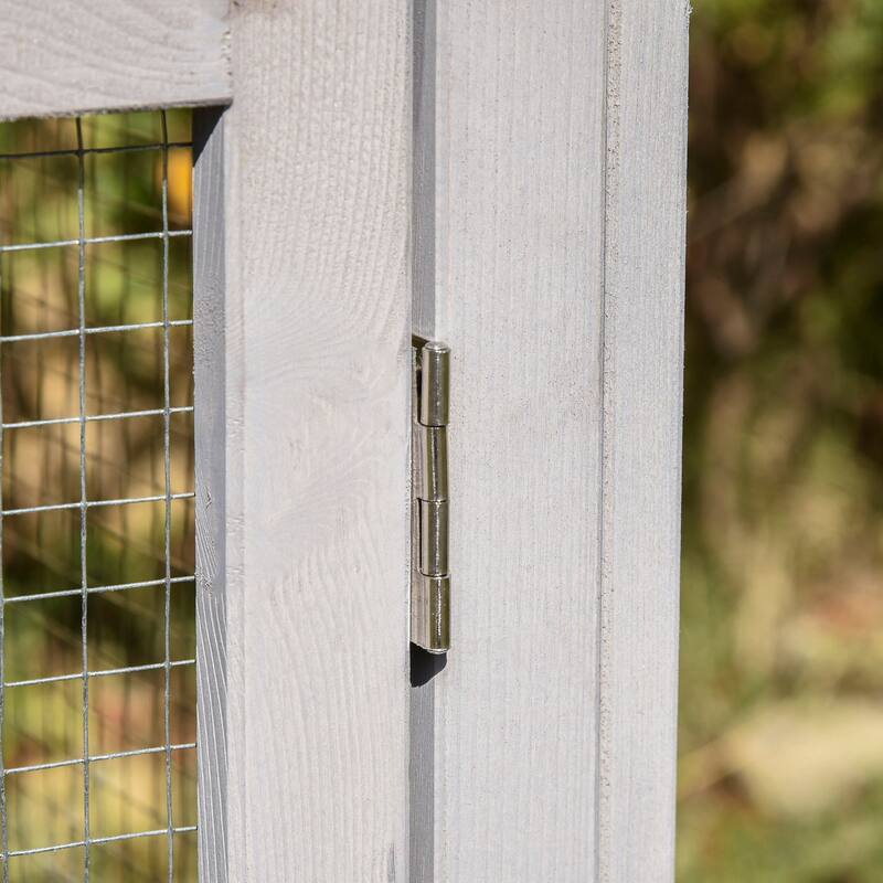 PawHut 83" Wooden Rabbit Hutch Large Bunny Hutch House with Double Run, Removable Tray and Waterproof Roof for Outdoor