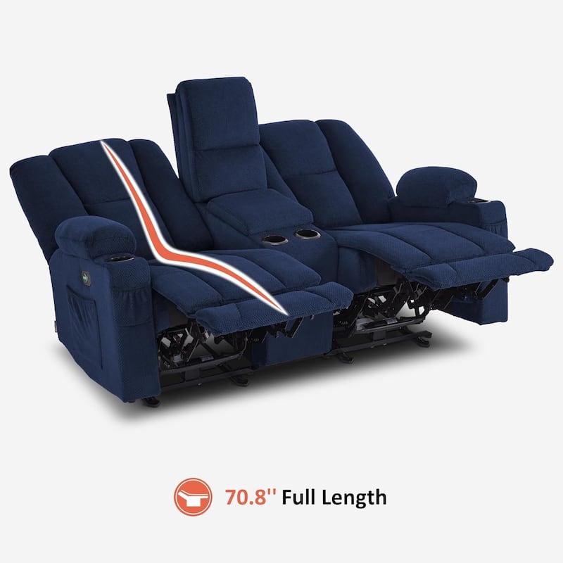 MCombo Electric Power Reclining Sofa with Massage and Lumbar Heat, Fabric 6015/6025/6035/6045