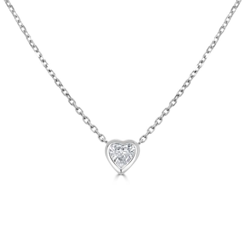 Joelle Collection Heart Shape Diamond Bezel Necklace 14K Gold 1/3 cttw - White