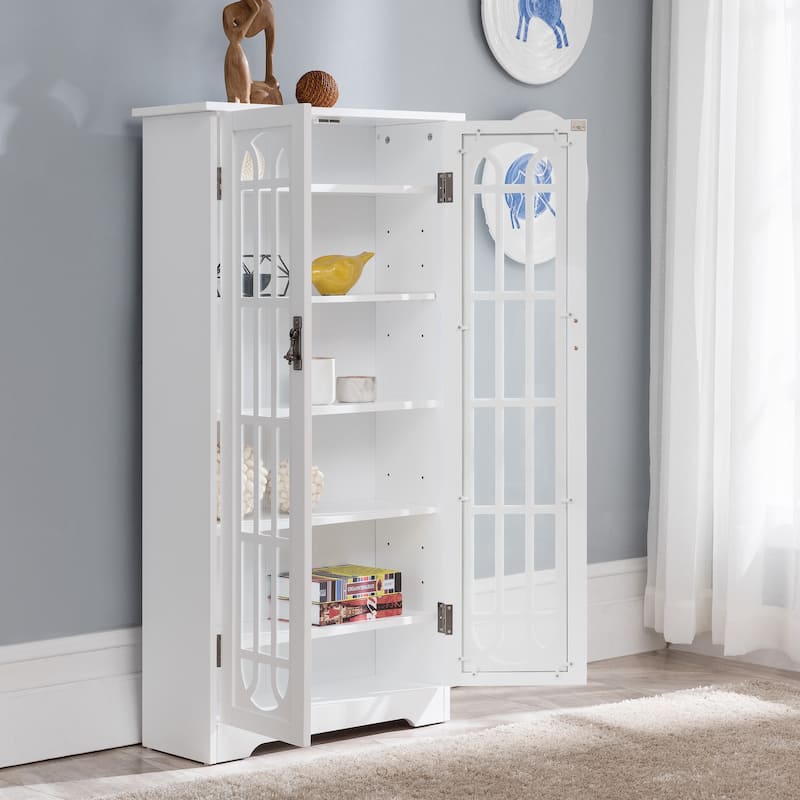 SEI Furniture Cherry Window Pane Media Cabinet