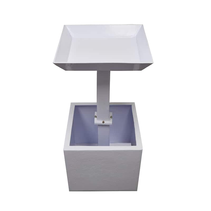 Modern Square Cast Aluminum Metal 35-in Bird Bath and Planter Vase Combo