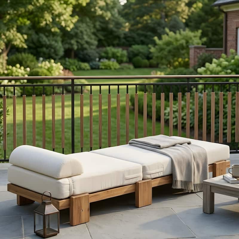 78.8-inch Outdoor Patio Lounge Chair with Adjustable Recliner, Headrest, and Retractable Side Tray