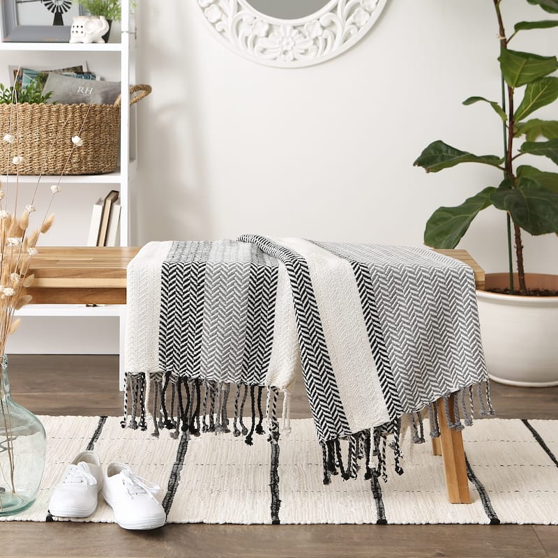 DII Herringbone Stripe Decorative Throw