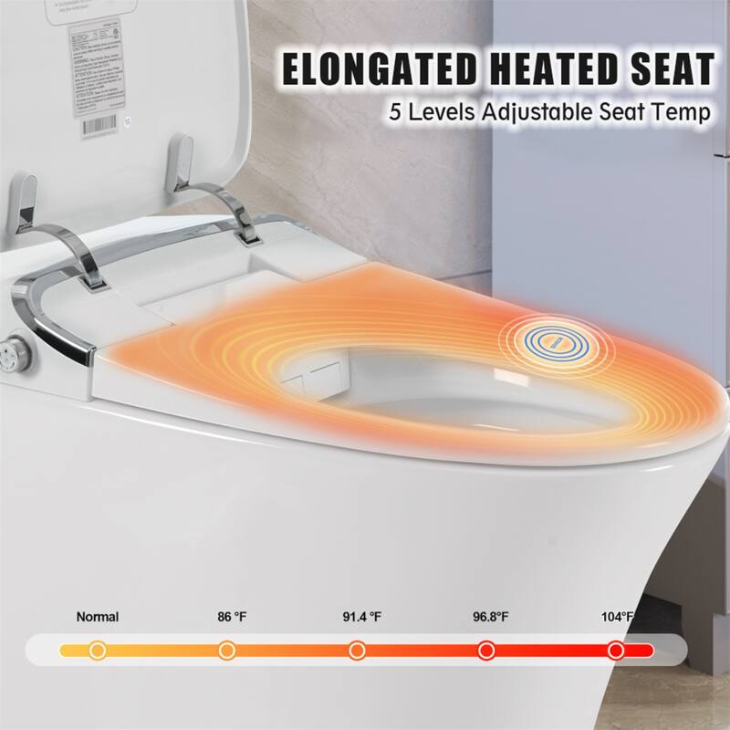 Merax Elongated Bidet Toilet with Heated Seat, Dryer and Warm Water, Remote Control - White
