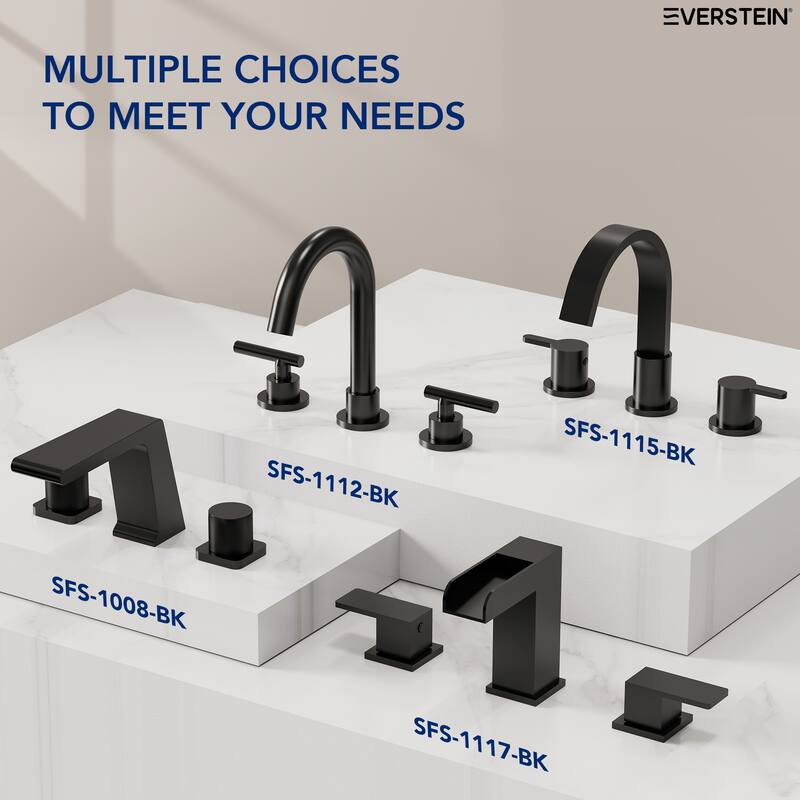 Widespread Bathroom Faucet, Double Handle 3 Hole Bathroom Sink Faucet Waterfall Spout