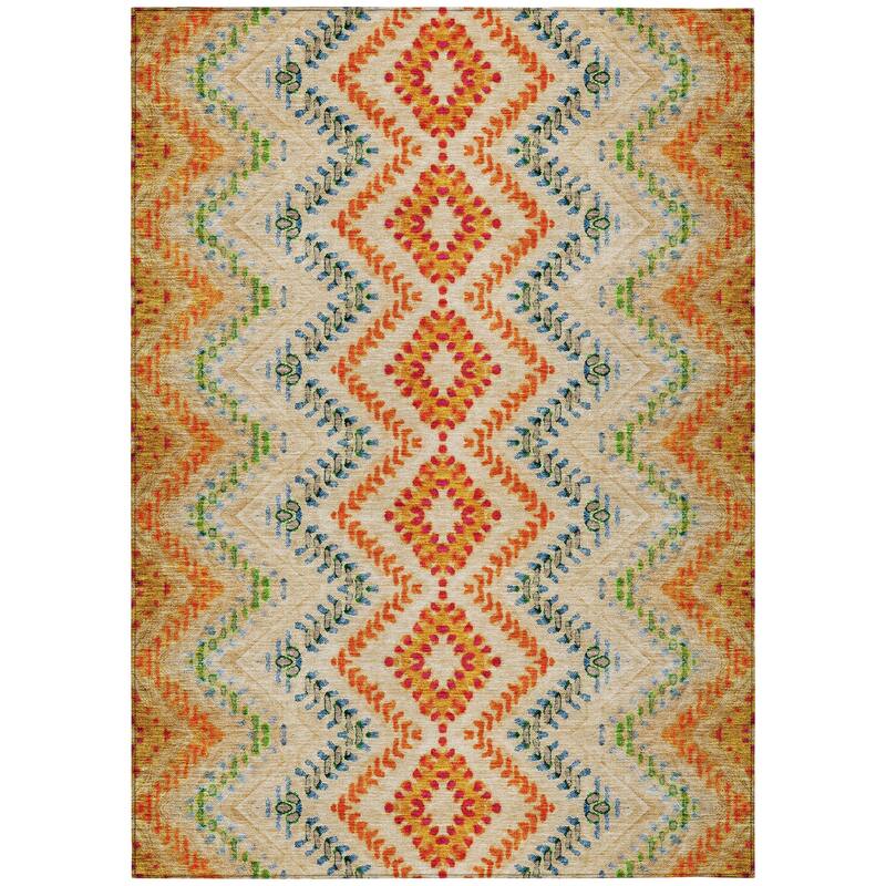 Machine Washable Indoor/ Outdoor Chantille Boho Global Rug