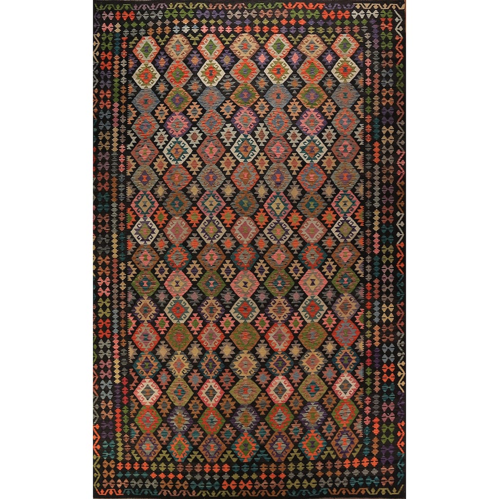 Kilim Oriental Large Rug Flatweave Wool Carpet - 10'0"x 16'4"