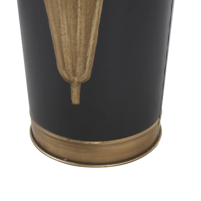 Metal Umbrella Stand with Umbrella Image and Handles - Set of 2 Brown or Black - Roche River Decor