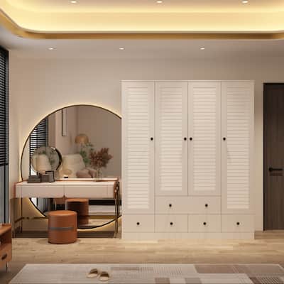 Contemporary Modern Freestanding Wardrobe Armoire Closet, 70", White