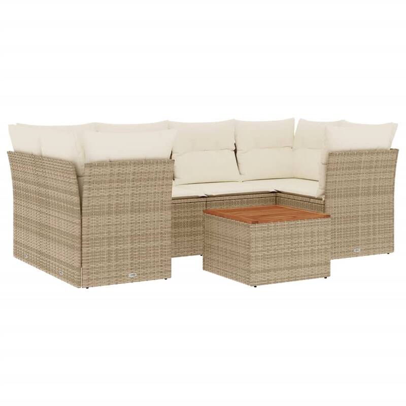 vidaXL Patio Sofa Set with Cushions Outdoor Furniture 7 Piece Poly Rattan - 21.7 x 21.7 x 14.6