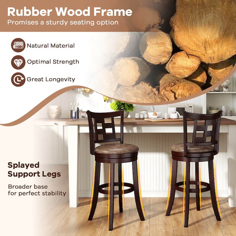 Costway Set of 2/4 Bar Stools 30" Swivel Bar Chairs with Footrest, - See Details