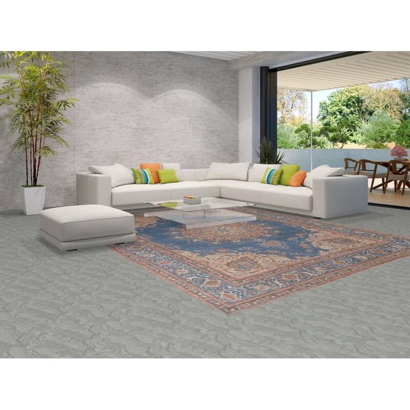 Tabriz Vintage Persian Area Rug Handmade Oriental Blue Wool Carpet - 9'8" x 12'5"