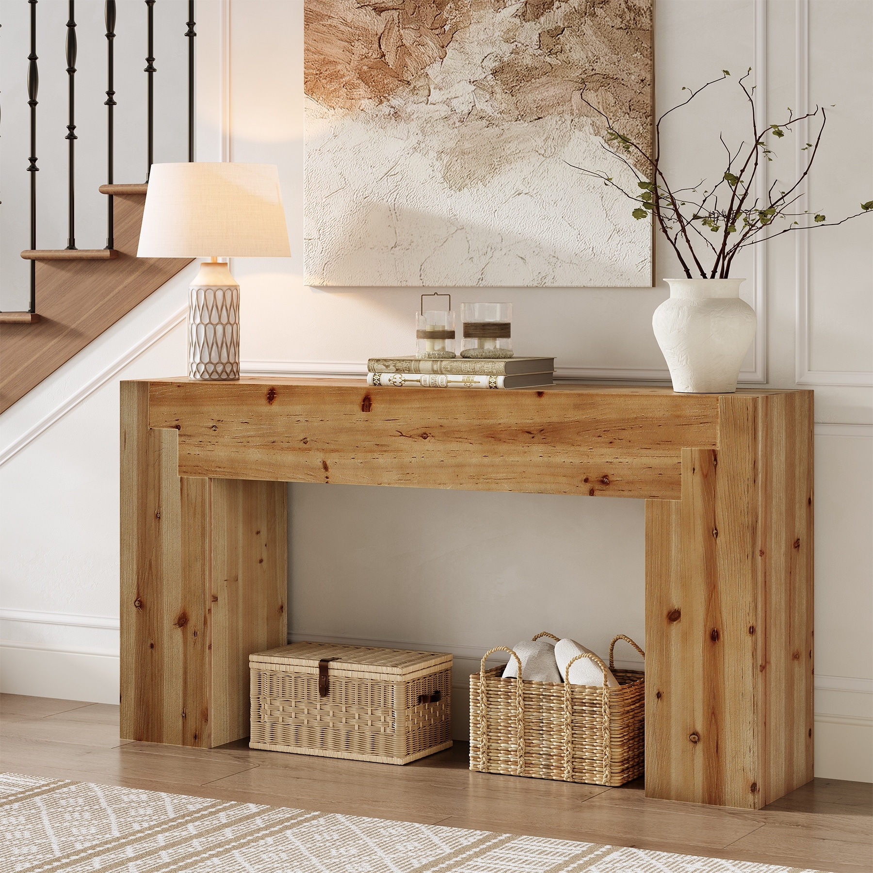 62.99-Inch Farmhouse Entryway Table for Foyer, Hallway