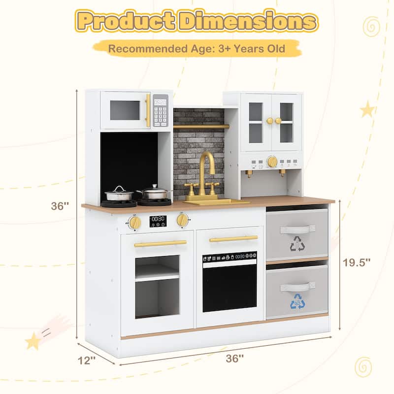 Gymax Kids Kitchen Playset w/Stoves Sound & Light Coffee Machine