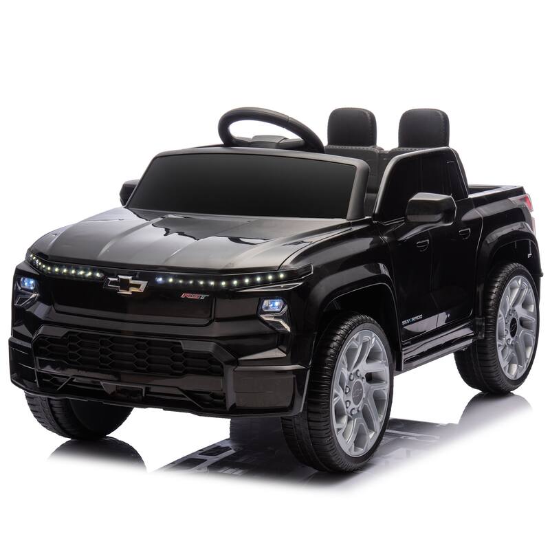 24V Licensed Chevrolet Silverado EV Ride-On Car for Kids with Slow Start, LED Lights, Bluetooth, USB, MP3, and Remote Control