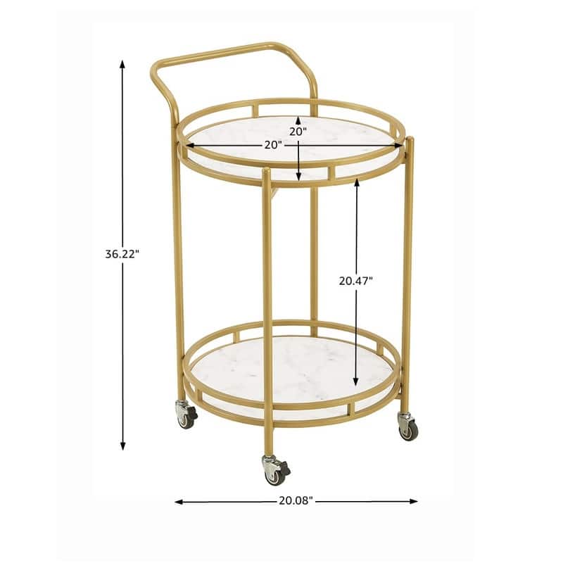 ROSEN GARDEN Metal Round Rolling Bar Cart