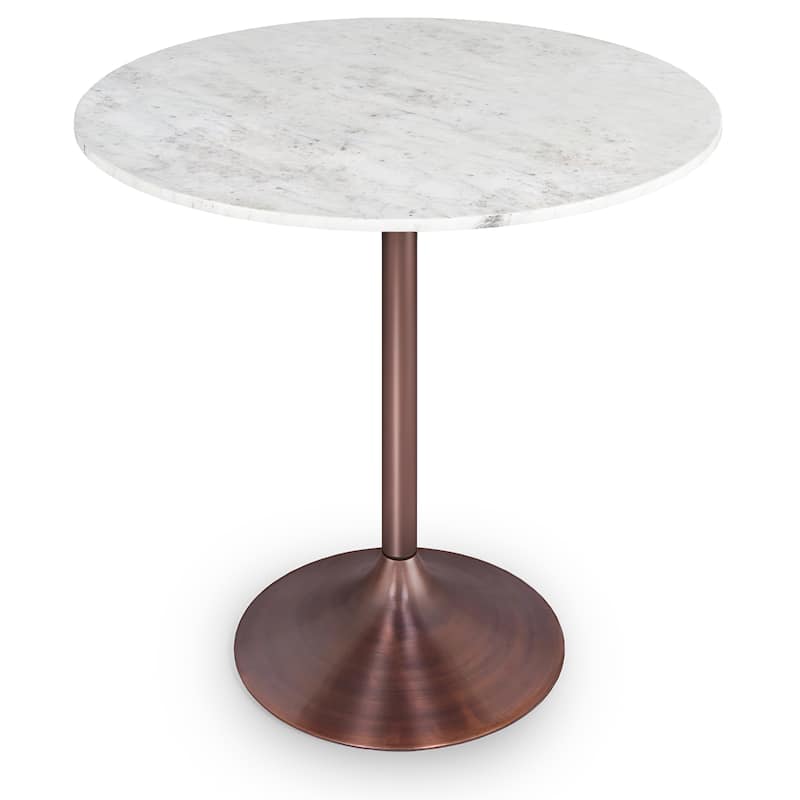 WYNDENHALL Whaler and Iron 36 inch x 36 inch Round Contemporary Dining Table in White/Copper - 36"d x 36"w x 30.5"h